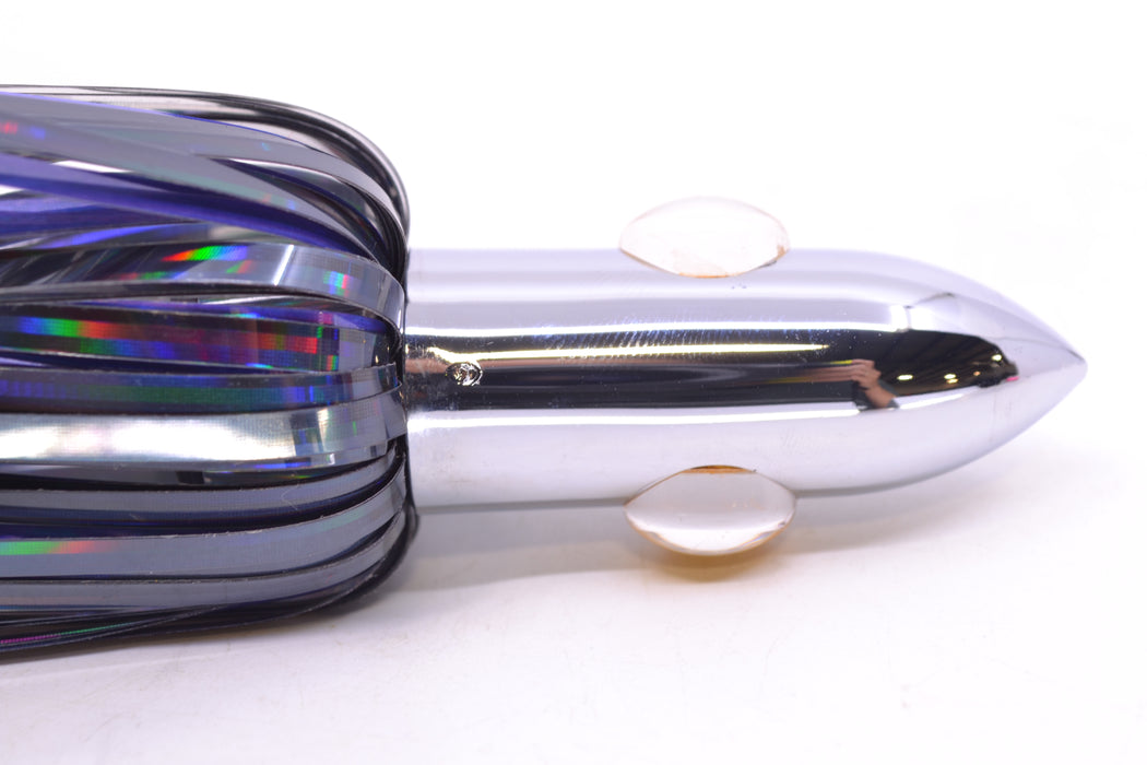 Iland Lures Black-Purple Mylar Hair Chrome Head "Hawaiian Eye" Ilander 8.5" 2.5oz IL400M-BK/PL