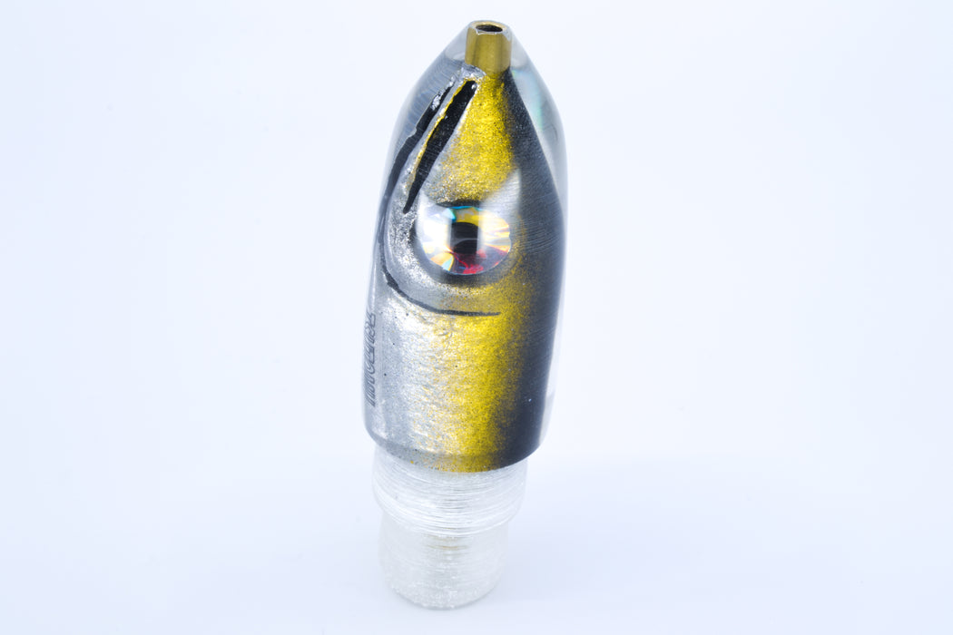 Tsutomu Lures Yellowfin Black/Yellow/Silver Fish Head Ali'i Bullet 7" 4oz