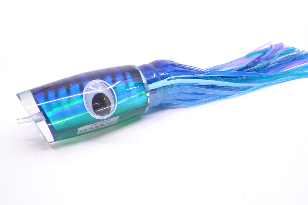 Big T Lures Blue-Teal Rainbow Pearl Black Striped Back Bazooka 16" 16.5oz Skirted GZE