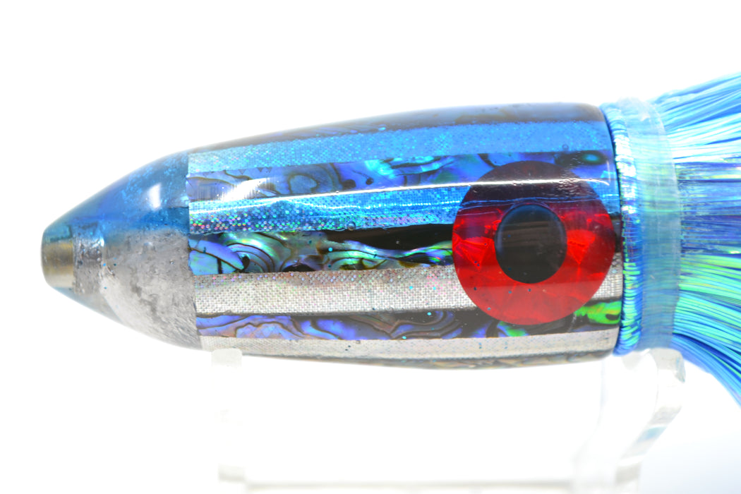 Kona Custom Lures Paua Shell-Rainbow Blue Back Bullet 9" 7.5oz Flashabou