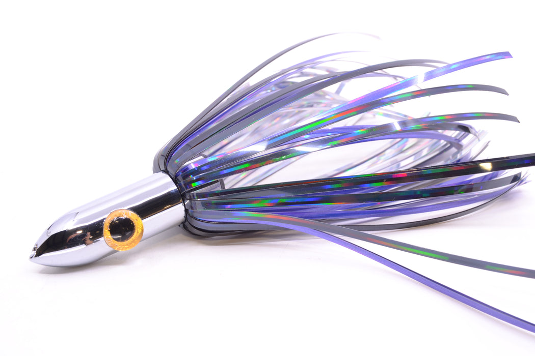 Iland Lures Black-Purple Mylar Hair Chrome Head "Hawaiian Eye" Ilander 8.5" 2.5oz IL400M-BK/PL