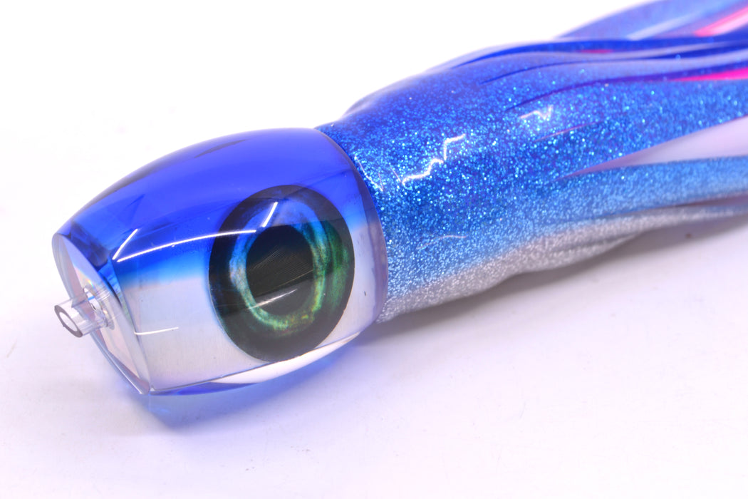 Moyes Lures White MOP Blue Back NEW Small Blaster 9" 4.5oz Skirted Blue-Silver/Pink-White