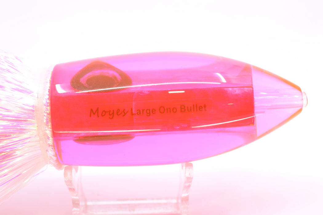 Moyes Lures Fluorescent Pink MOP Large Ono Bullet 14" 12oz Strobez White/Pink