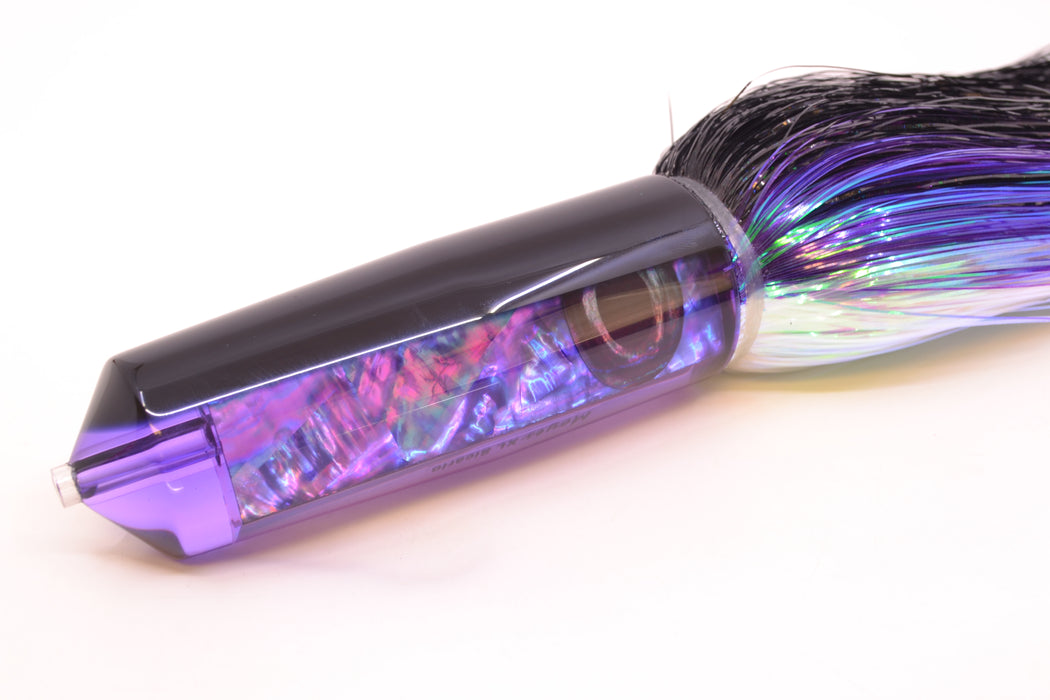 Moyes Lures Purple Rainbow MOP Black Back XL Sicario Bullet 14" 13.5oz EZ Flash Black-Purple-White