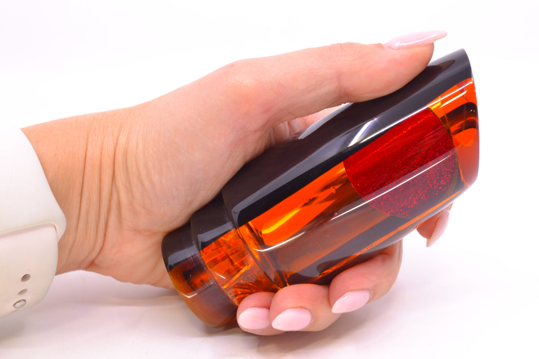 Koya Lures Amber Mirrored Black Back Red Eyes Medium Poi Dog 14" 7.5oz GZE