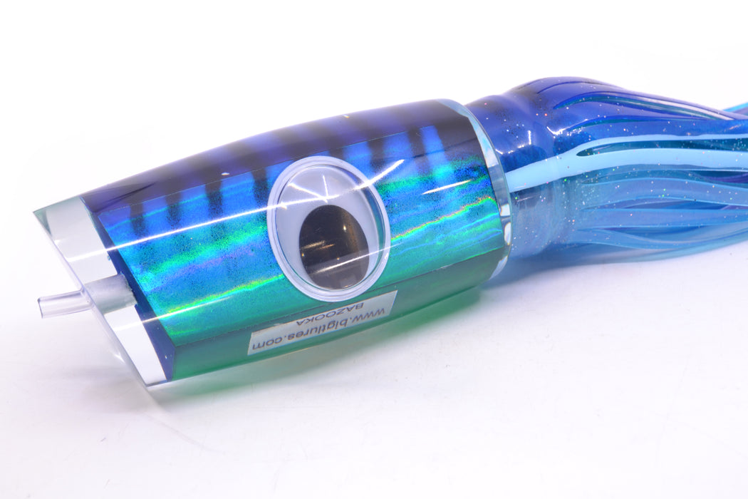 Big T Lures Blue-Teal Rainbow Pearl Black Striped Back Bazooka 16" 16.5oz Skirted GZE