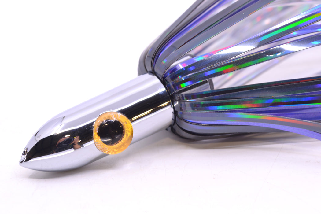 Iland Lures Black-Purple Mylar Hair Chrome Head "Hawaiian Eye" Ilander 8.5" 2.5oz IL400M-BK/PL
