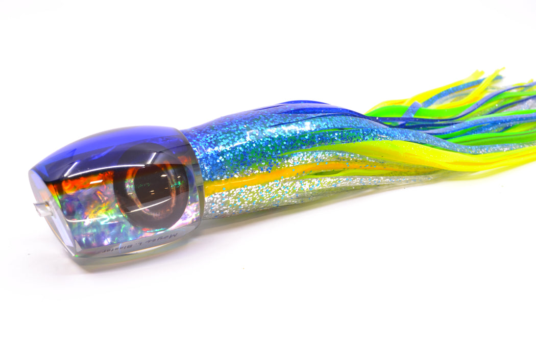 Moyes Lures Rainbow MOP Blue-Yellow Back Large Blaster 14" 10.7oz Skirted Blue-Silver GZE