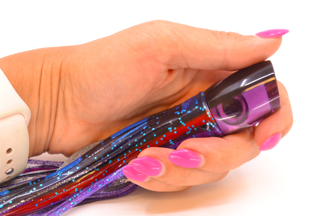 Marlin Magic Purple MOP Black Back Tiny Ruckus 7" 3oz Skirted Black & Blue Bars-Red-Purple
