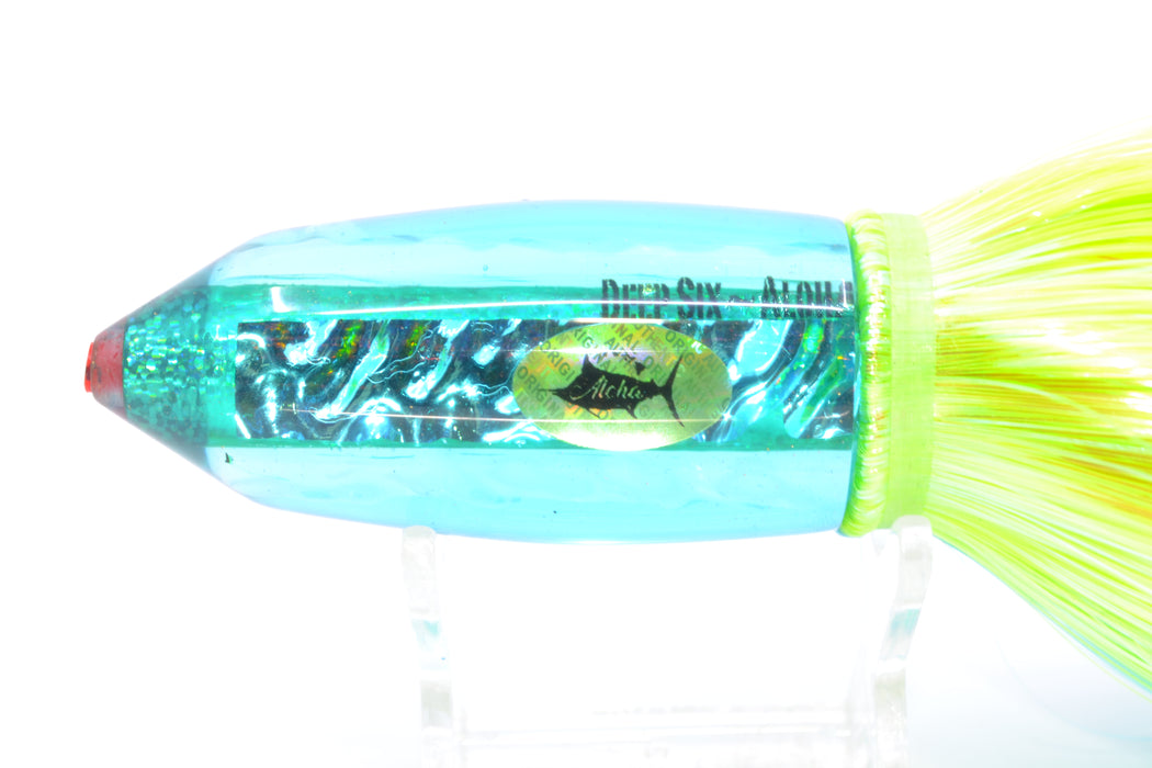 Aloha Lures Ice Blue Dichro Turquoise Rainbow Deep Six 9" 6oz Strobez Ice Blue-Green GZE