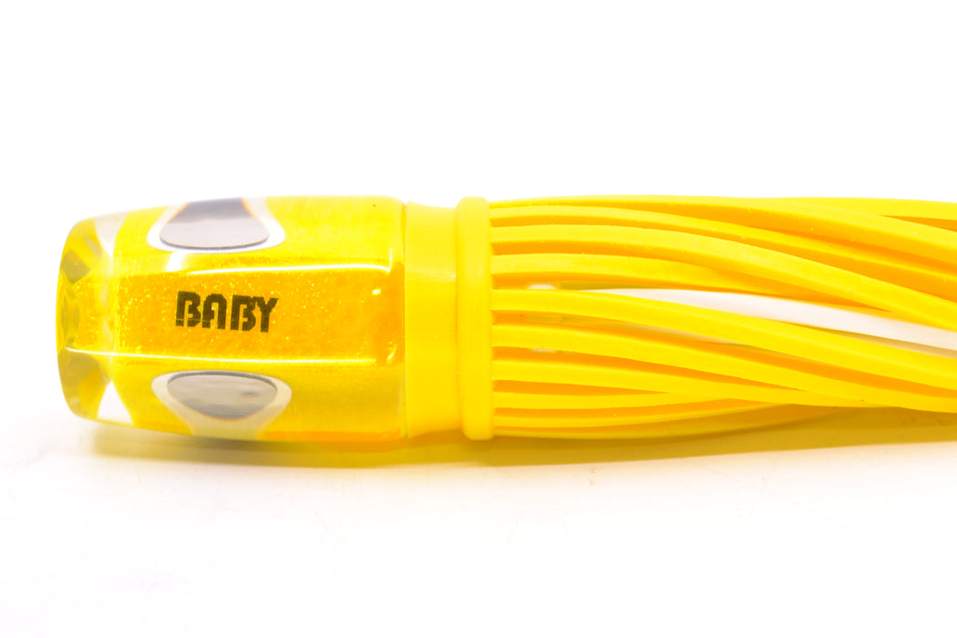 Amaral Lures Yellow Pearl Black-Silver Eyes Baby Jararaca 5" 1.4oz Yellow/White