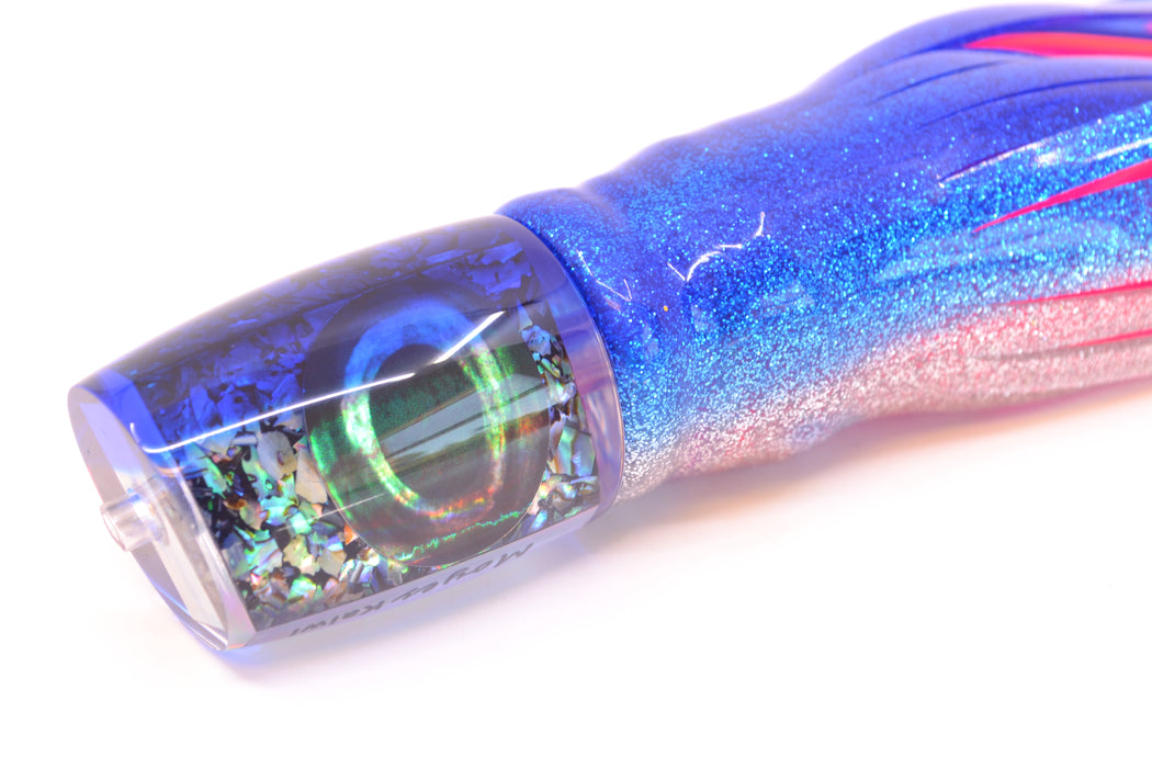 Moyes Lures S&P MOP Blue Back Taxi Eyes Kaiwi 10" 4.5oz Skirted Blue-Silver/Pink