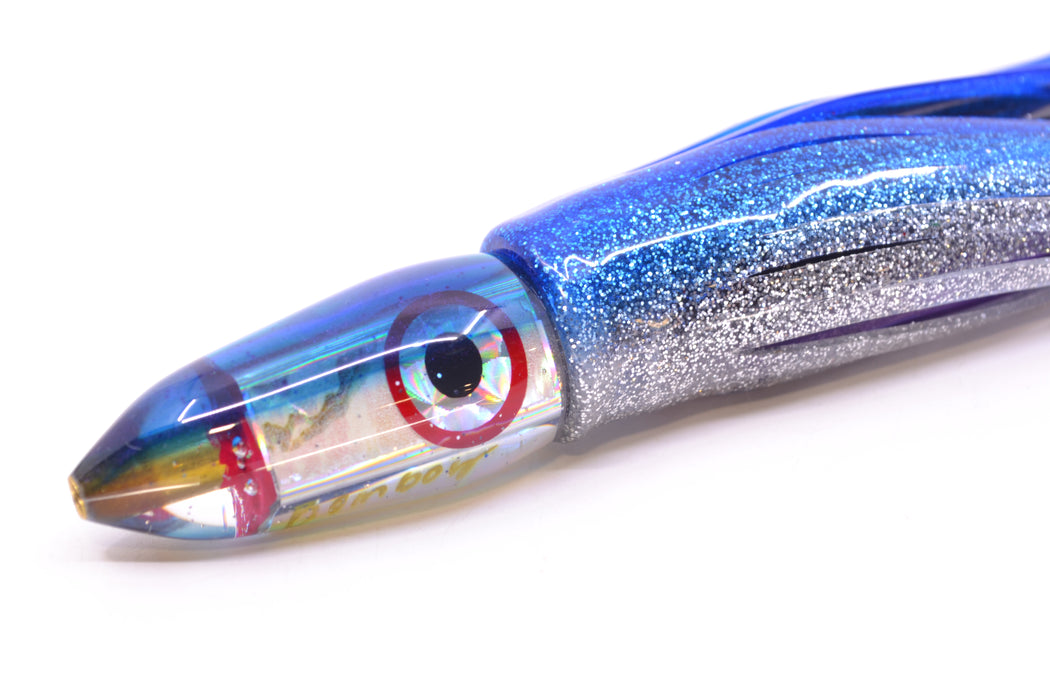 Bomboy Lures White Abalone Blue Back Black-Silver-Red Eyes Mini Bomb 5" 2oz Skirted