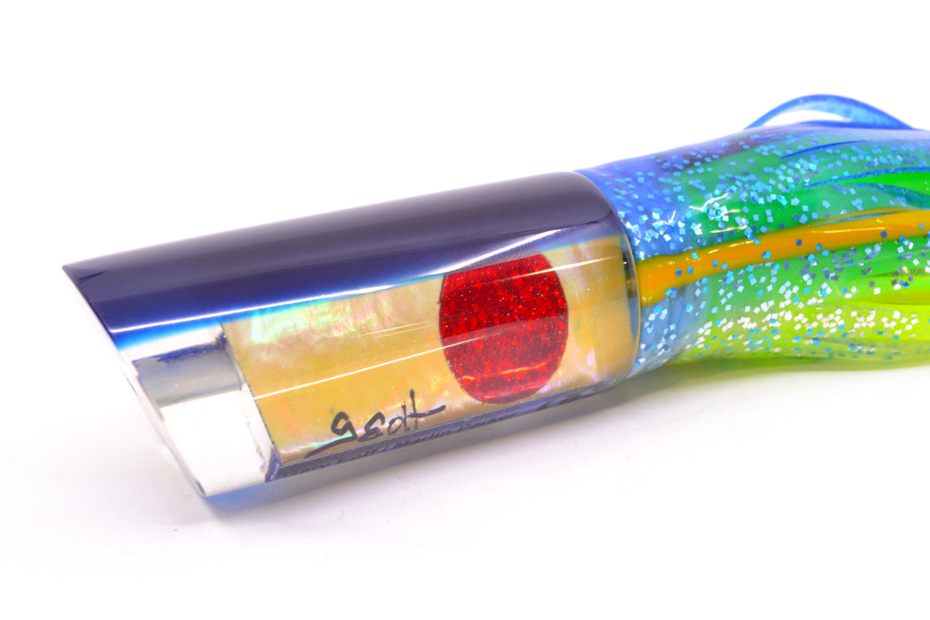 Marlin Magic Lures Golden MOP Blue Back Red Eyes Large Tube 12" 8oz Skirted GZE