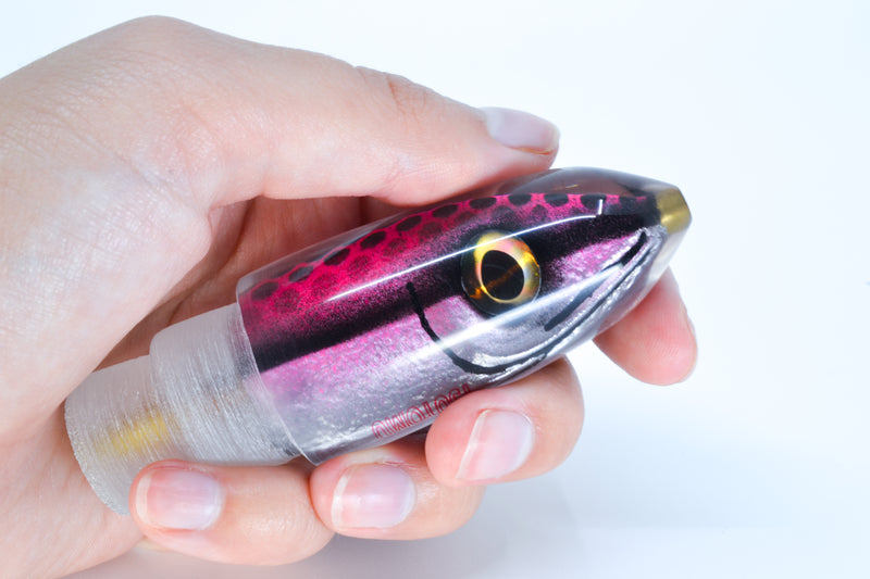 Tsutomu Lures Pink Black Dots Fish Head Ali'i Bullet 7" 4oz
