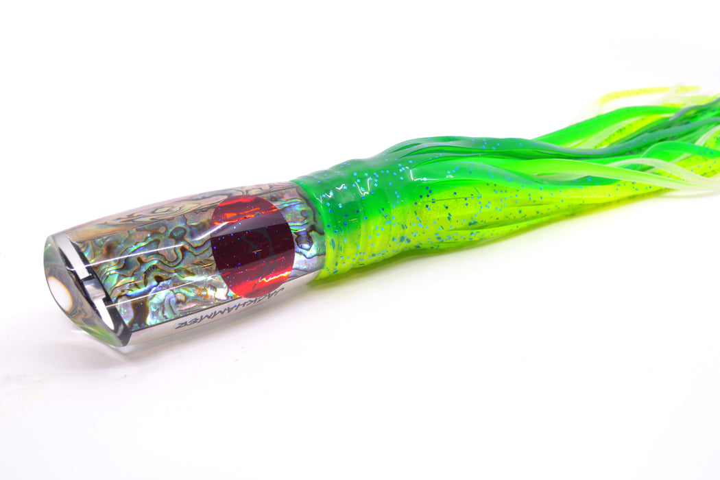 Bonze Lures Paua Shell Red Eyes Jackhammer 10" 8.5oz Skirted Green-Chartreuse