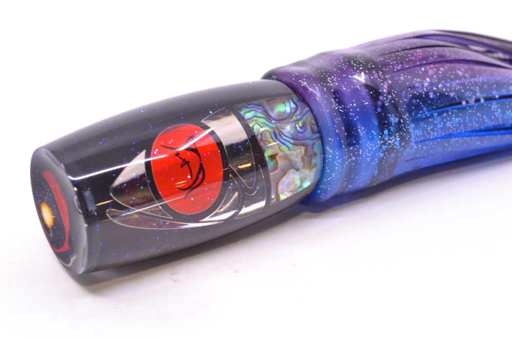 Bonze Lures Hydra Silver-Paua Fish Red Eyes BTK 10" 7oz Skirted Purple-Blue/Black