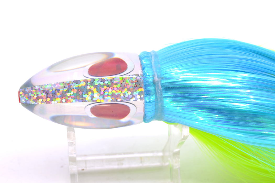 Aloha Lures Silver Rainbow Red-Silver Eyes Uncle Moe 9" 4oz Strobez Ice Blue-Green
