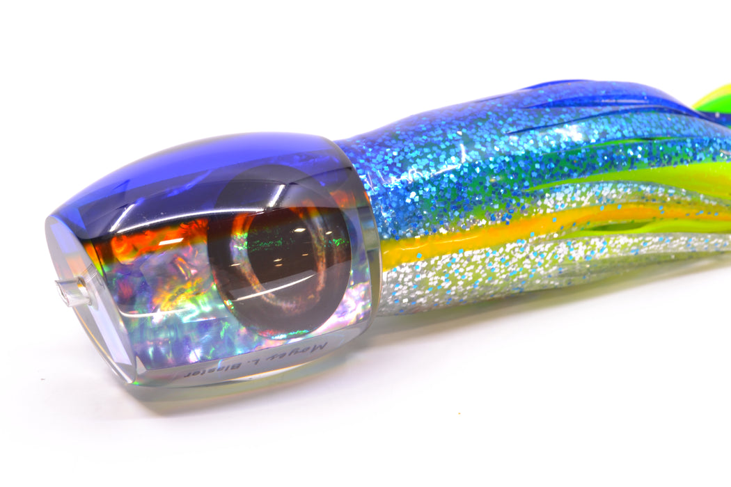 Moyes Lures Rainbow MOP Blue-Yellow Back Large Blaster 14" 10.7oz Skirted Blue-Silver GZE