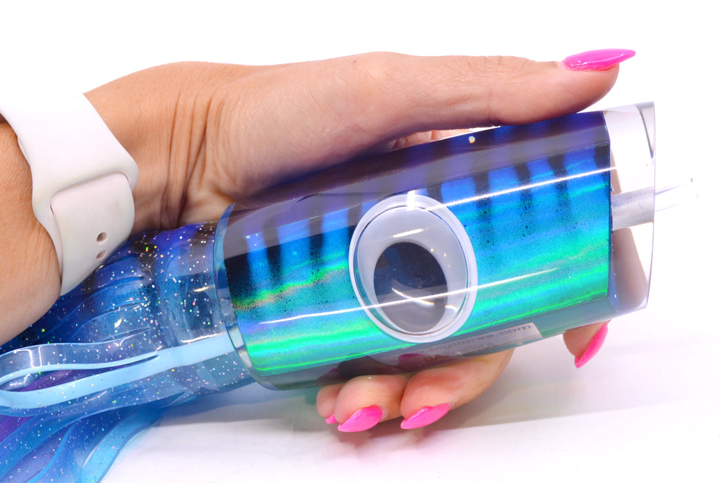 Big T Lures Blue-Teal Rainbow Pearl Black Striped Back Bazooka 16" 16.5oz Skirted GZE