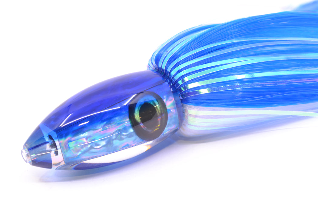 Moyes Lures Ice Blue Awabi Blue Back Small Ono Bullet 7" 3.8oz Skirted Blue-White Hair
