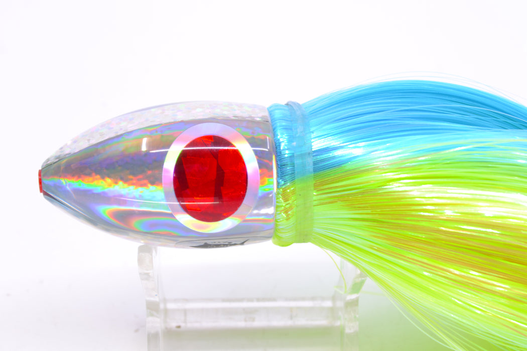 Aloha Lures Silver Rainbow Red-Silver Eyes Uncle Moe 9" 4oz Strobez Ice Blue-Green