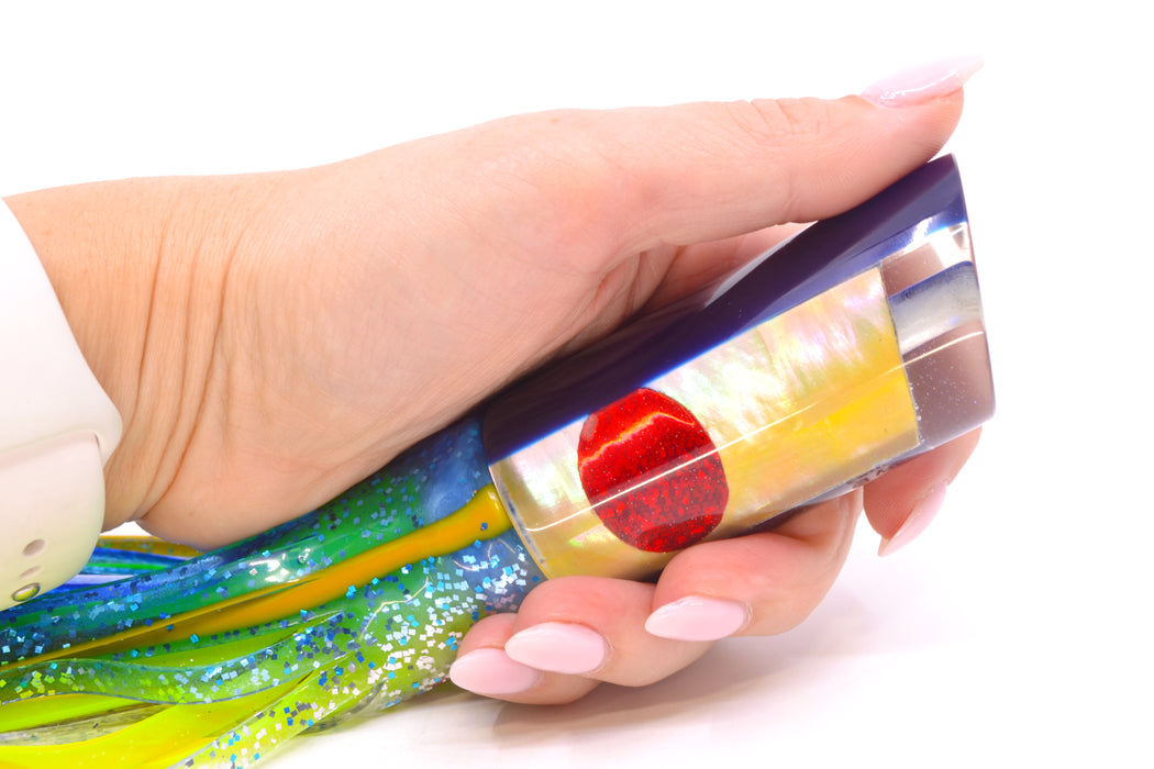 Marlin Magic Lures Golden MOP Blue Back Red Eyes Large Tube 12" 8oz Skirted GZE