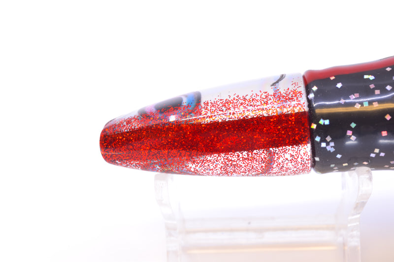 Aloha Lures Silver Rainbow Red Back Small Super Ninja 7" 3.5oz Skirted Black/Red