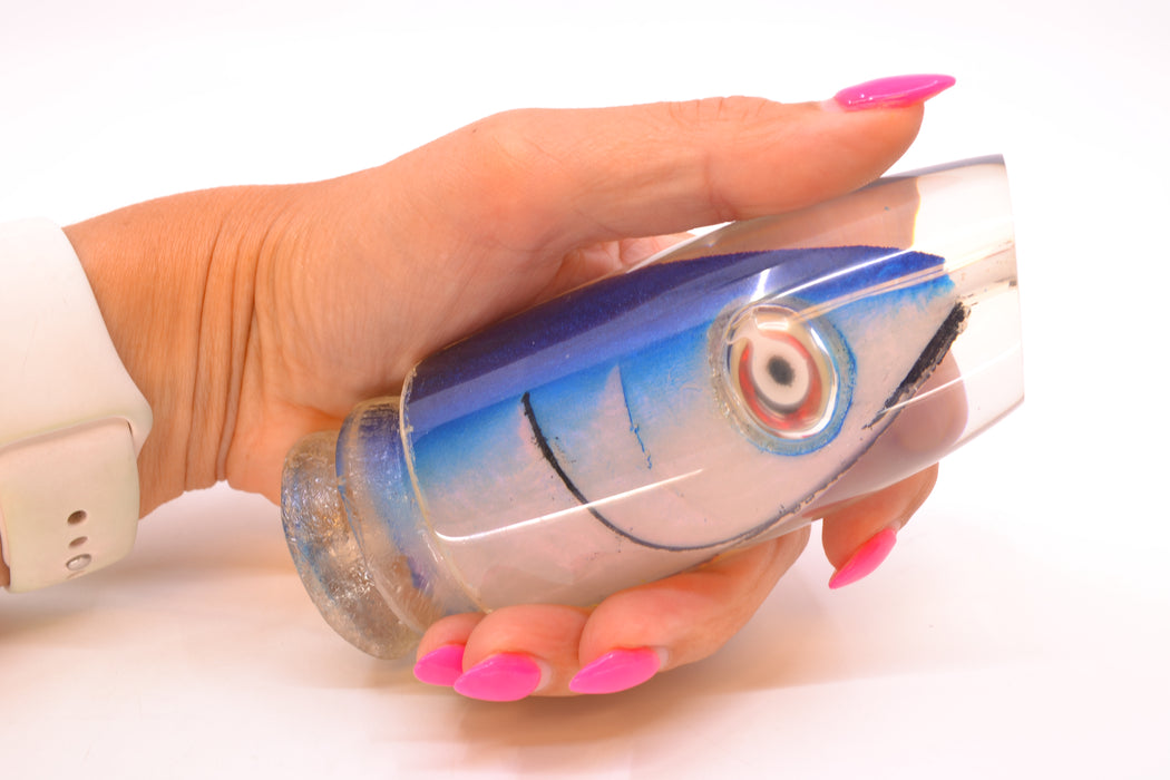 Joe Yee Blue-Ice Blue Pearl Fish Head Shakey Eyes Super Plunger 14" 7.7oz *EYE DEFECT*
