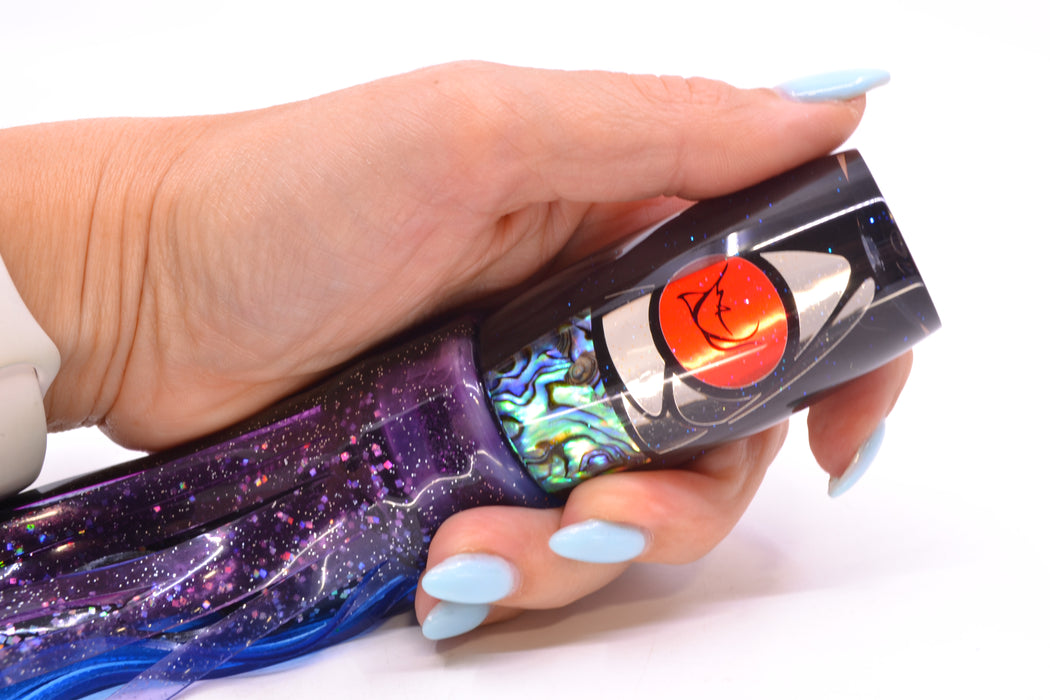 Bonze Lures Hydra Silver-Paua Fish Red Eyes BTK 10" 7oz Skirted Purple-Blue/Black
