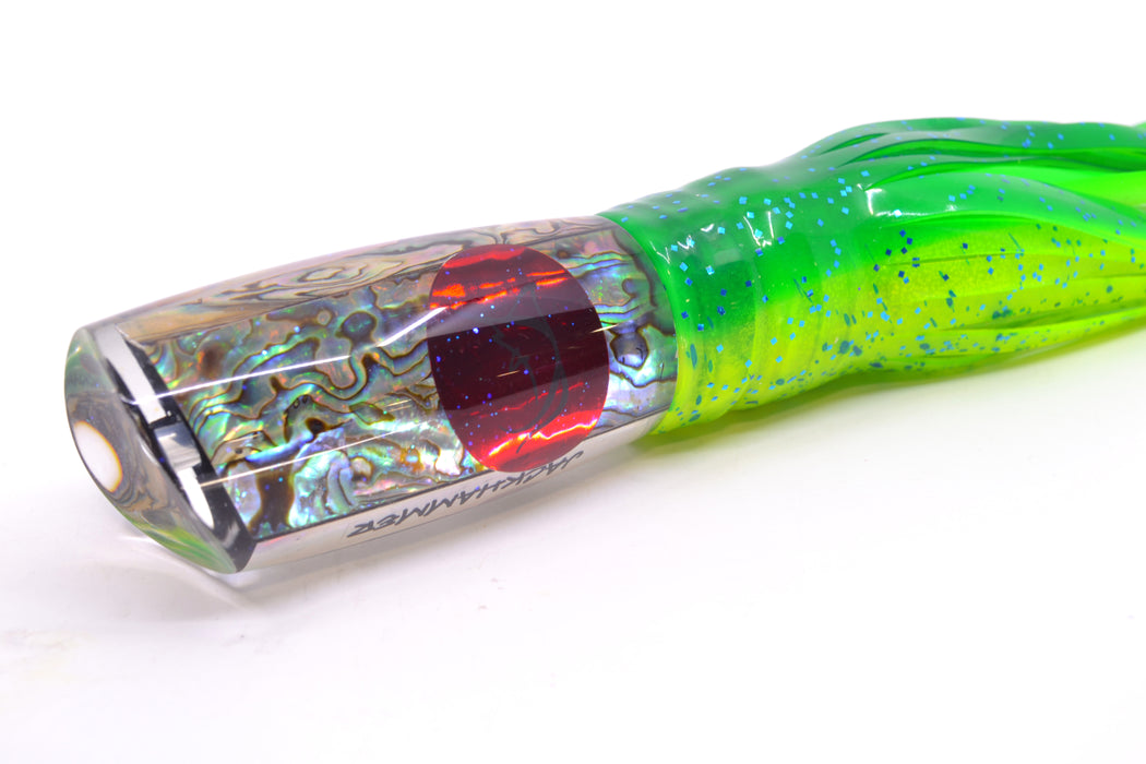 Bonze Lures Paua Shell Red Eyes Jackhammer 10" 8.5oz Skirted Green-Chartreuse
