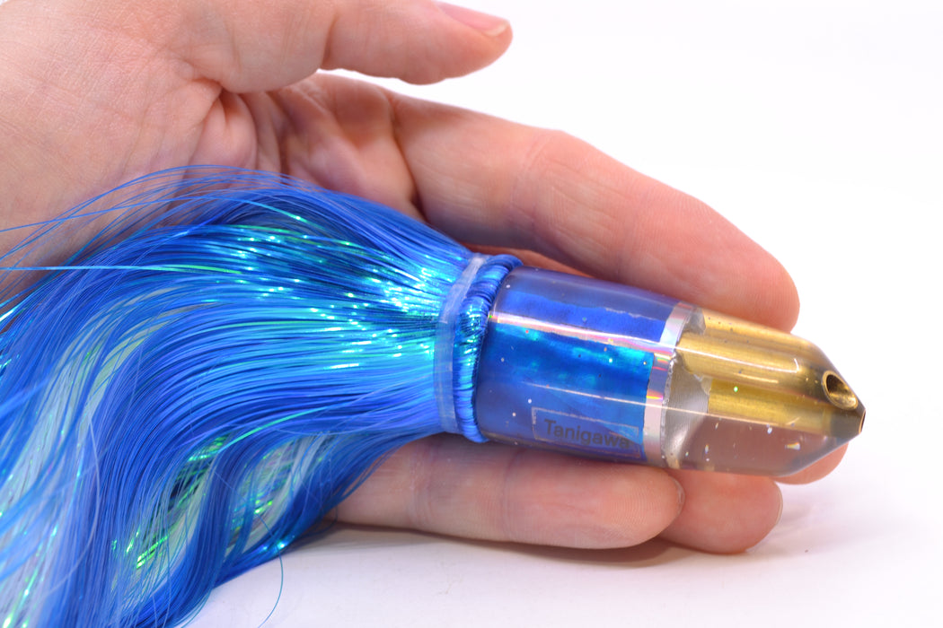 Tanigawa Lures Blue MOP/Silver Rainbow 2-Hole Bullet 7" 6oz Strobez Blue/White