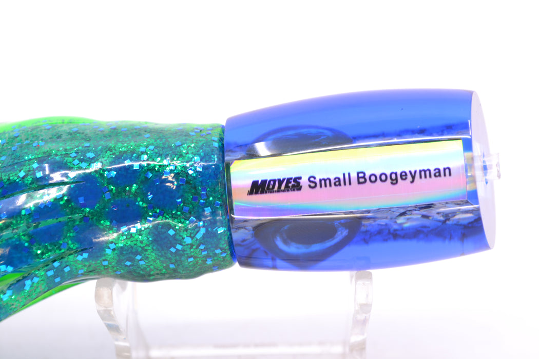 Moyes Lures S&P MOP Blue Back Small Boogeyman 9" 3.5oz Skirted Black Dots-Blue Dots GZE