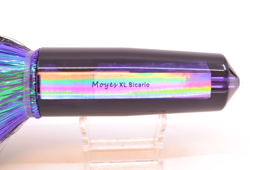 Moyes Lures Purple Rainbow MOP Black Back XL Sicario Bullet 14" 13.5oz Strobez Black-Purple