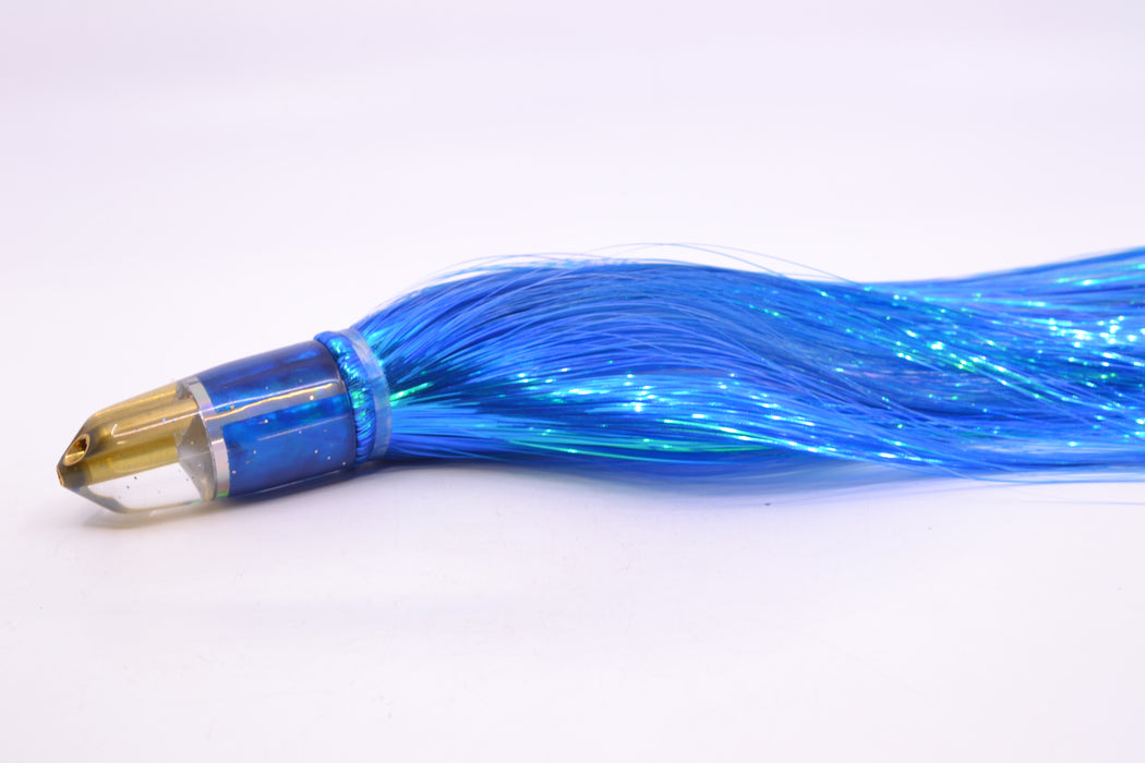 Tanigawa Lures Blue MOP/Silver Rainbow 2-Hole Bullet 7" 6oz Strobez Blue/White
