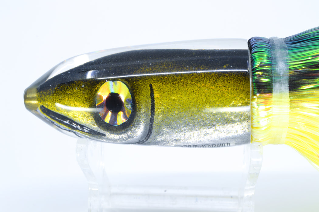 Tsutomu Lures Yellowfin Fish Head Ali'i Bullet 7" 5oz Flashabou Black-Yellow-White