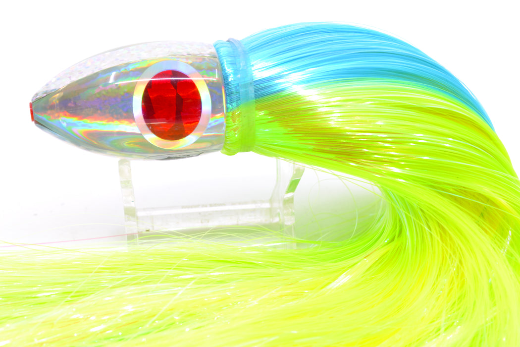 Aloha Lures Silver Rainbow Red-Silver Eyes Uncle Moe 9" 4oz Strobez Ice Blue-Green