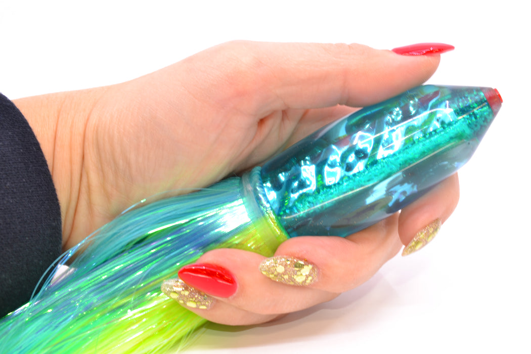 Aloha Lures Ice Blue Dichro Turquoise Rainbow Deep Six 9" 6oz Strobez Ice Blue-Green GZE