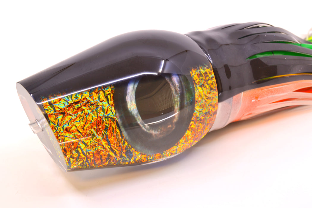 Moyes Lures Orange Rainbow Dichro Black Back Taxi Eyes Sumo Teaser 27oz Skirted