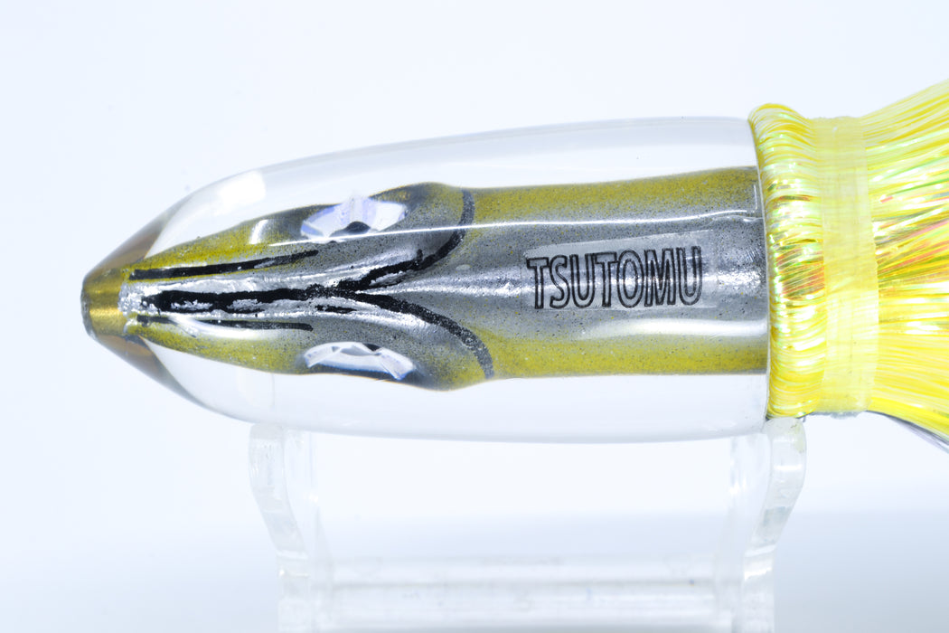Tsutomu Lures Yellowfin Fish Head Ali'i Bullet 7" 5oz Flashabou Black-Yellow-White
