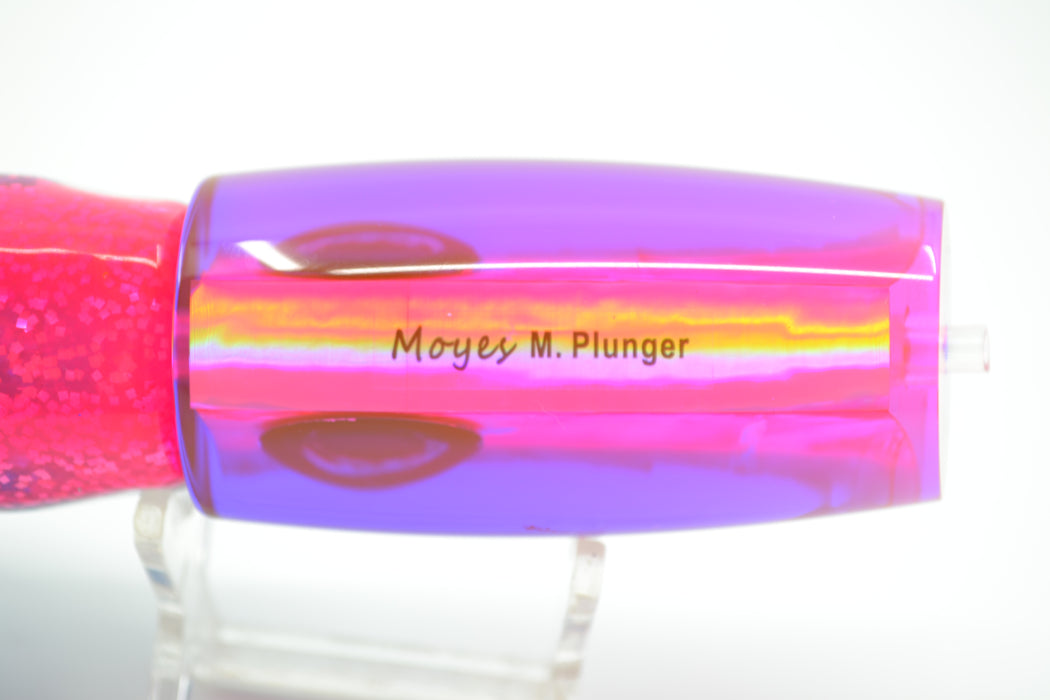 Moyes Lures Pink MOP Blue Back Medium Plunger 12" 7.5oz Skirted Blue-Pink