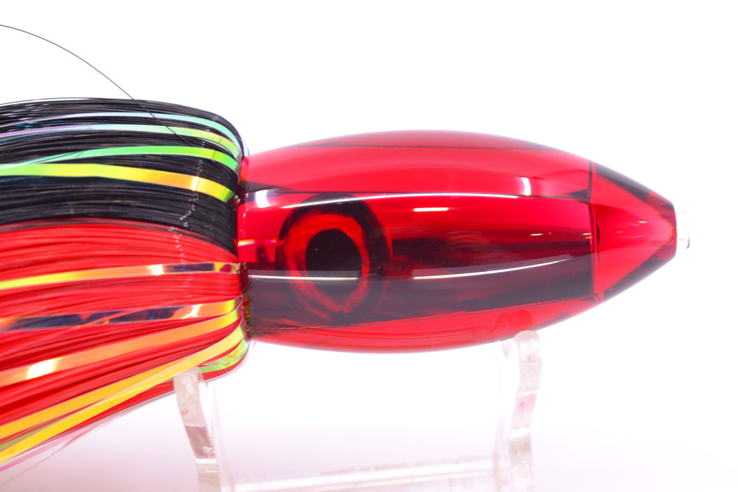 Moyes Lures Red Mirrored Small Ono Bullet 7" 3.8oz Skirted Black-Red Hair
