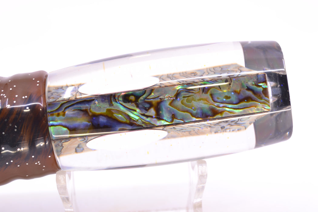 Bonze Lures Paua Shell Red Eyes Jackhammer 10" 8.5oz Skirted Root Beer-Black Kajiki