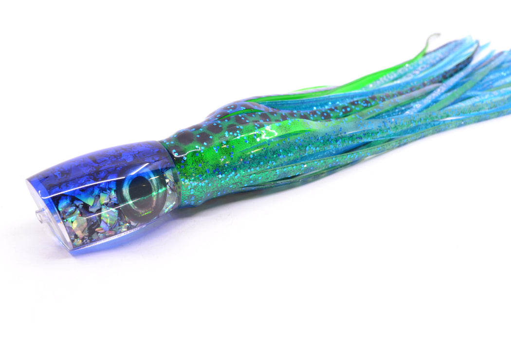 Moyes Lures S&P MOP Blue Back Small Boogeyman 9" 3.5oz Skirted Black Dots-Blue Dots GZE