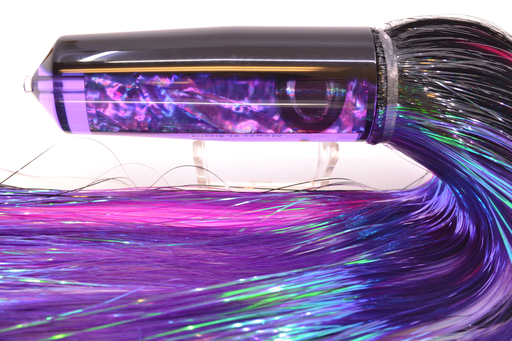 Moyes Lures Purple Rainbow MOP Black Back XL Sicario Bullet 14" 13.5oz Strobez Black-Purple
