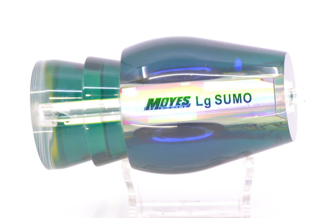 Moyes Lures Yellowfin Paua-MOP Blue-Yellow Back Taxi Eyes Large Sumo 14" 8oz GZE