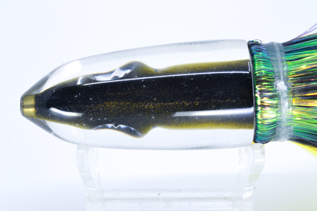 Tsutomu Lures Yellowfin Fish Head Ali'i Bullet 7" 5oz Flashabou Black-Yellow-White