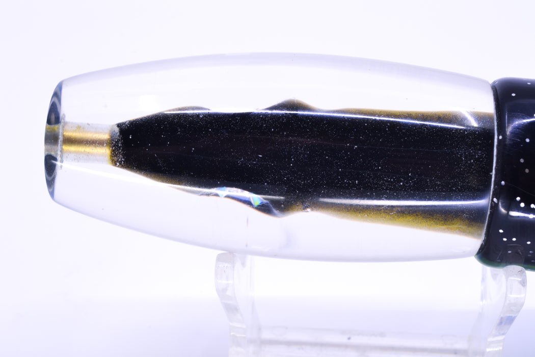 Tsutomu Lures Black-Yellow-Silver Fish Head Moke Invert 9" 7oz Skirted Black-Yellow-Blue
