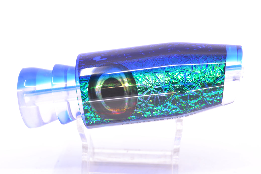 Moyes Lures Blue-Green Oil Slick Blue Back Taxi Eyes O.S. Plunger 12" 4.2oz GZE