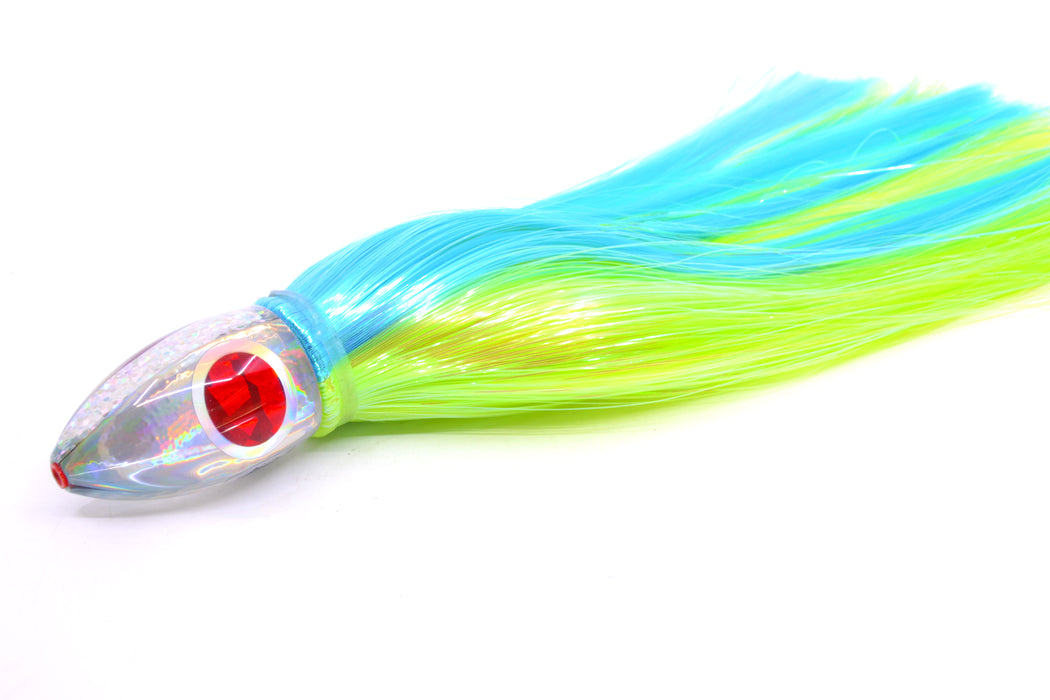 Aloha Lures Silver Rainbow Red-Silver Eyes Uncle Moe 9" 4oz Strobez Ice Blue-Green